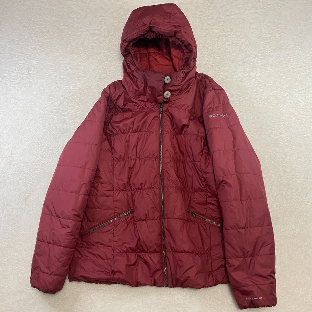 Columbia Omni-Heat Interchange Hooded  Puffer Jacket Red women's size XL